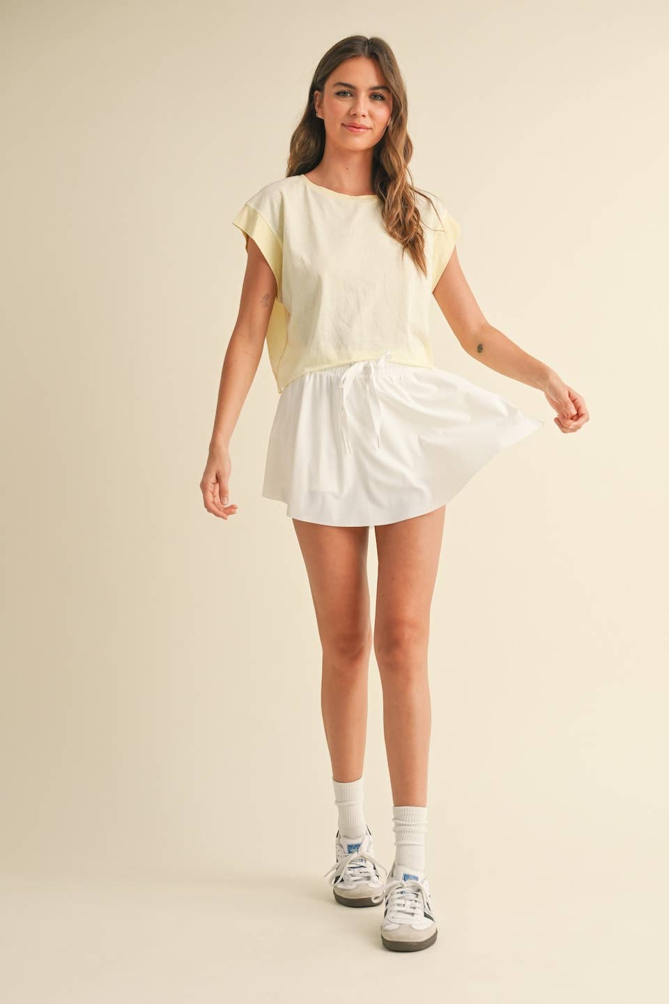 Butter Yellow Cutout Back Layering Tee