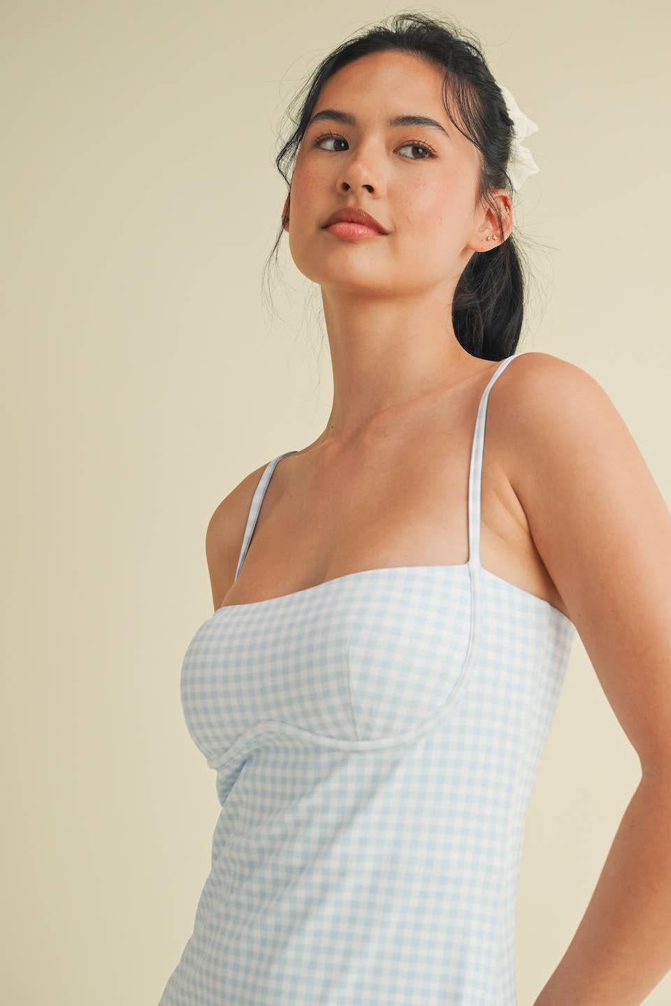 Gingham Sweetheart Dress: Blue