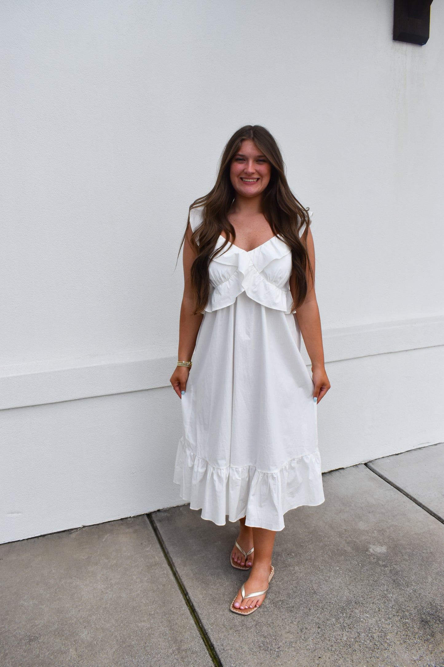 Flutter Sweetheart Ruffled Midi Dress