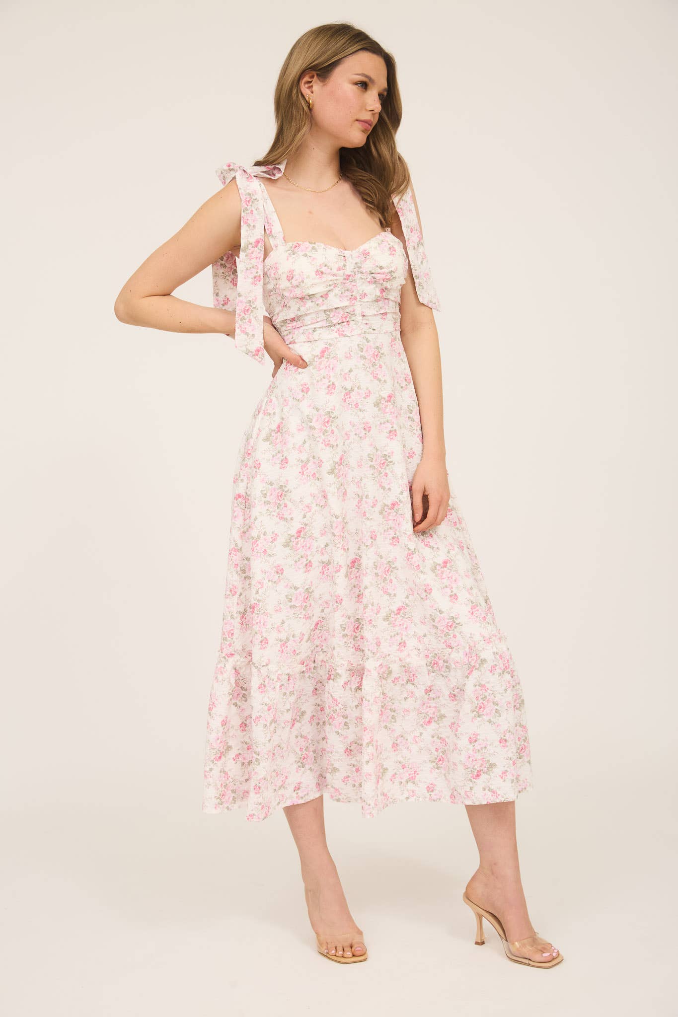 Tiffany Floral Ruched Detail Maxi Dress