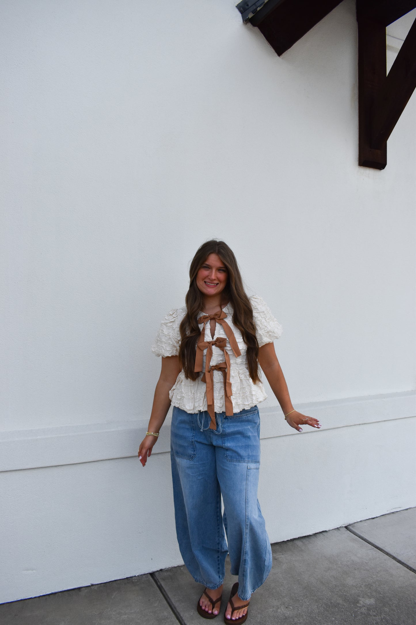 Bubble Babydoll Blouse w/ Bows