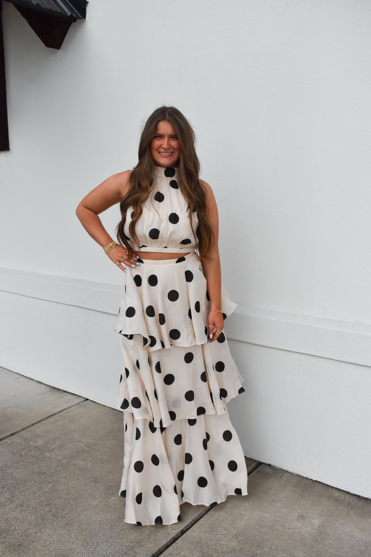 Polka Dot Halter Top and Maxi Skirt Set