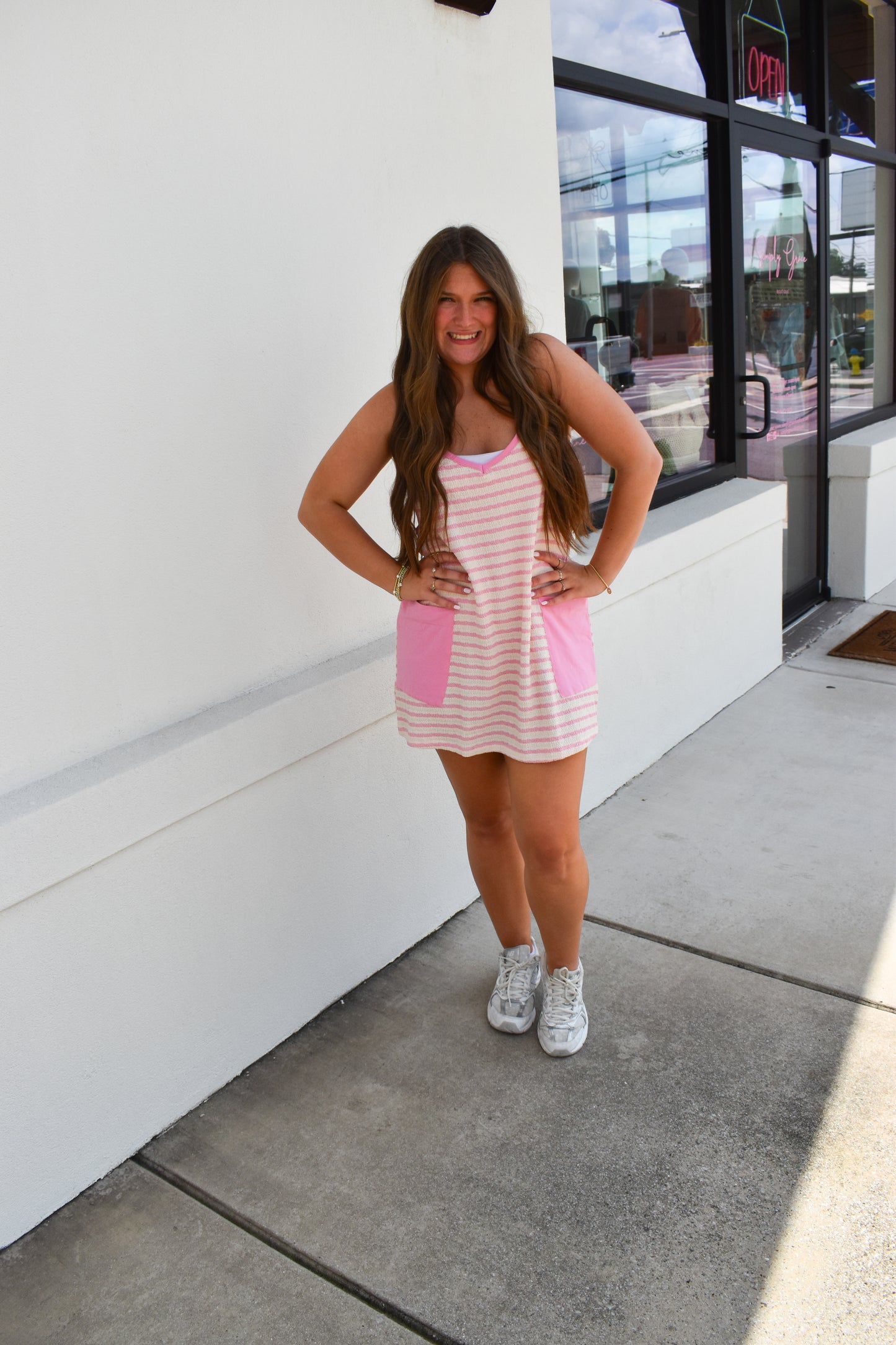 Sally Stripe Dress w/ Built in Romper Lining