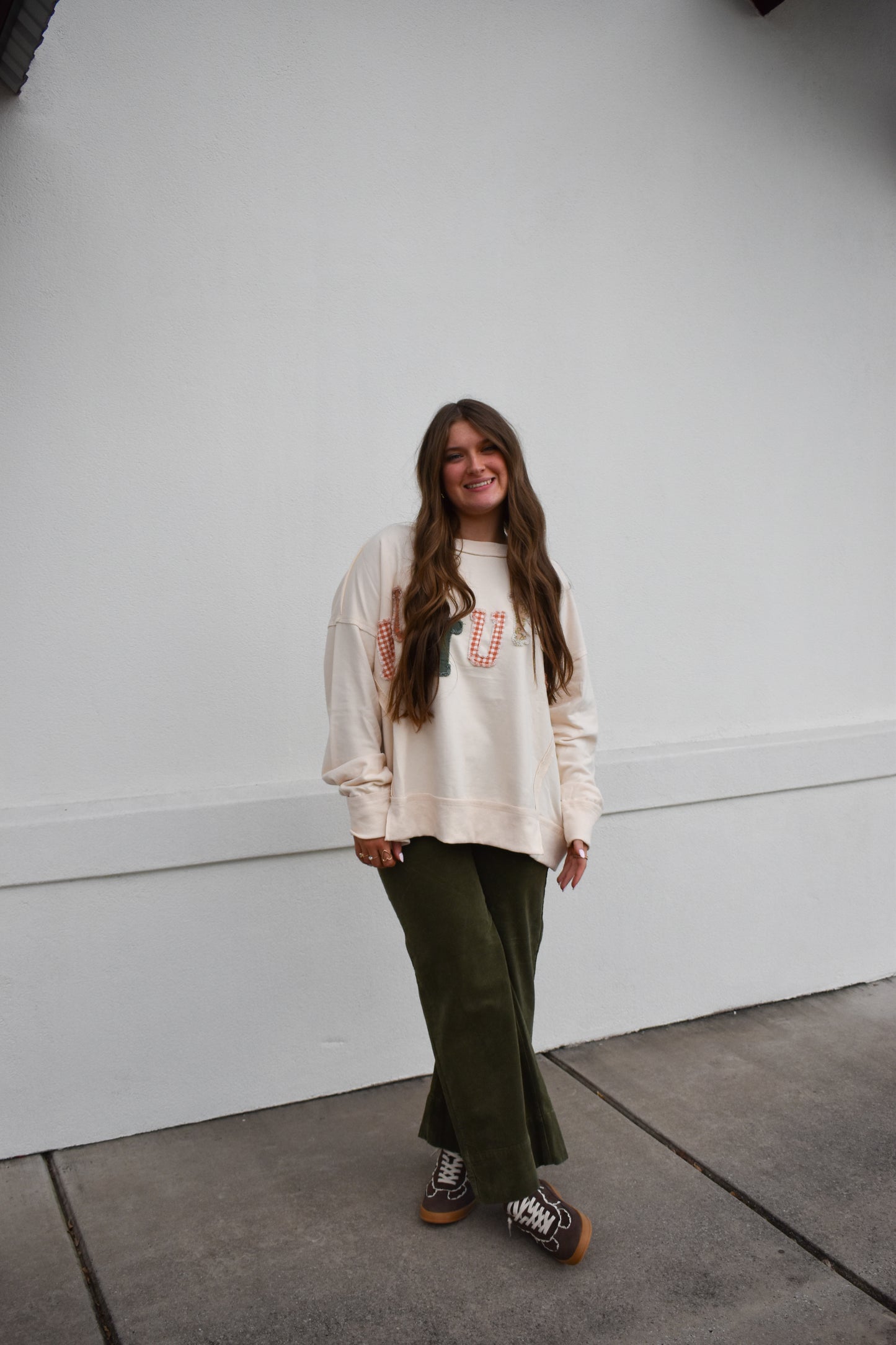 Risen High Rise Cropped Green Corduroy Pants