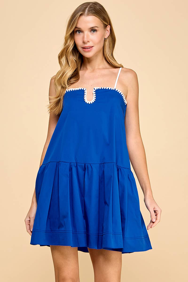 Brittany Drop Waist Contrast Stitch Detail Dress