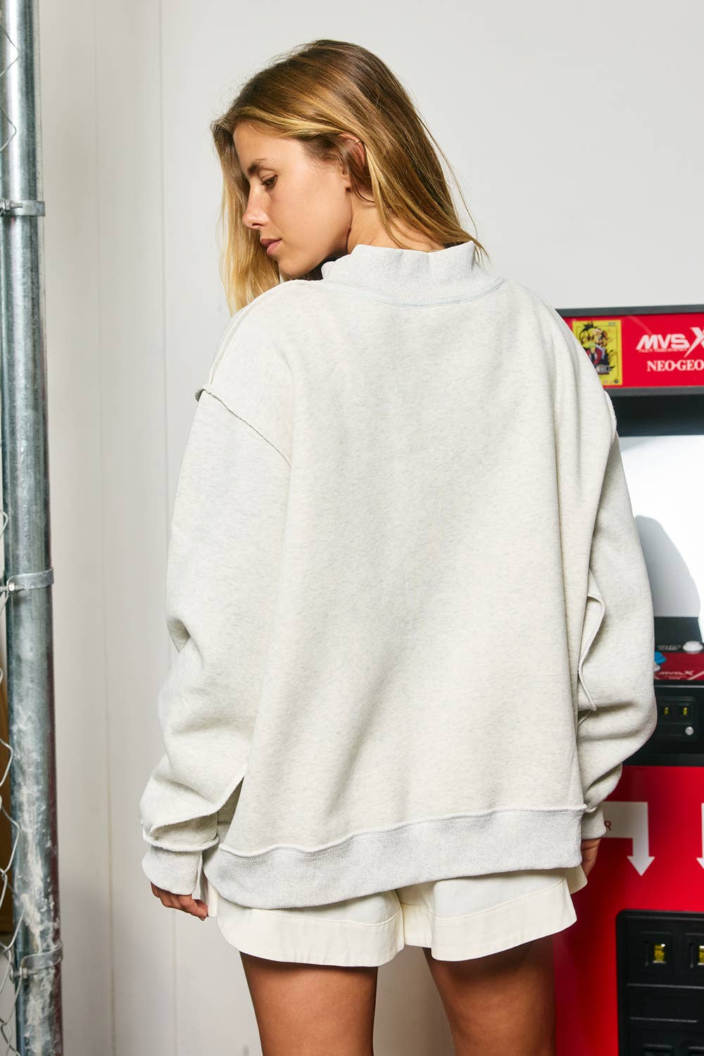 Embroidered "PRAY" Polka Dot Mockneck