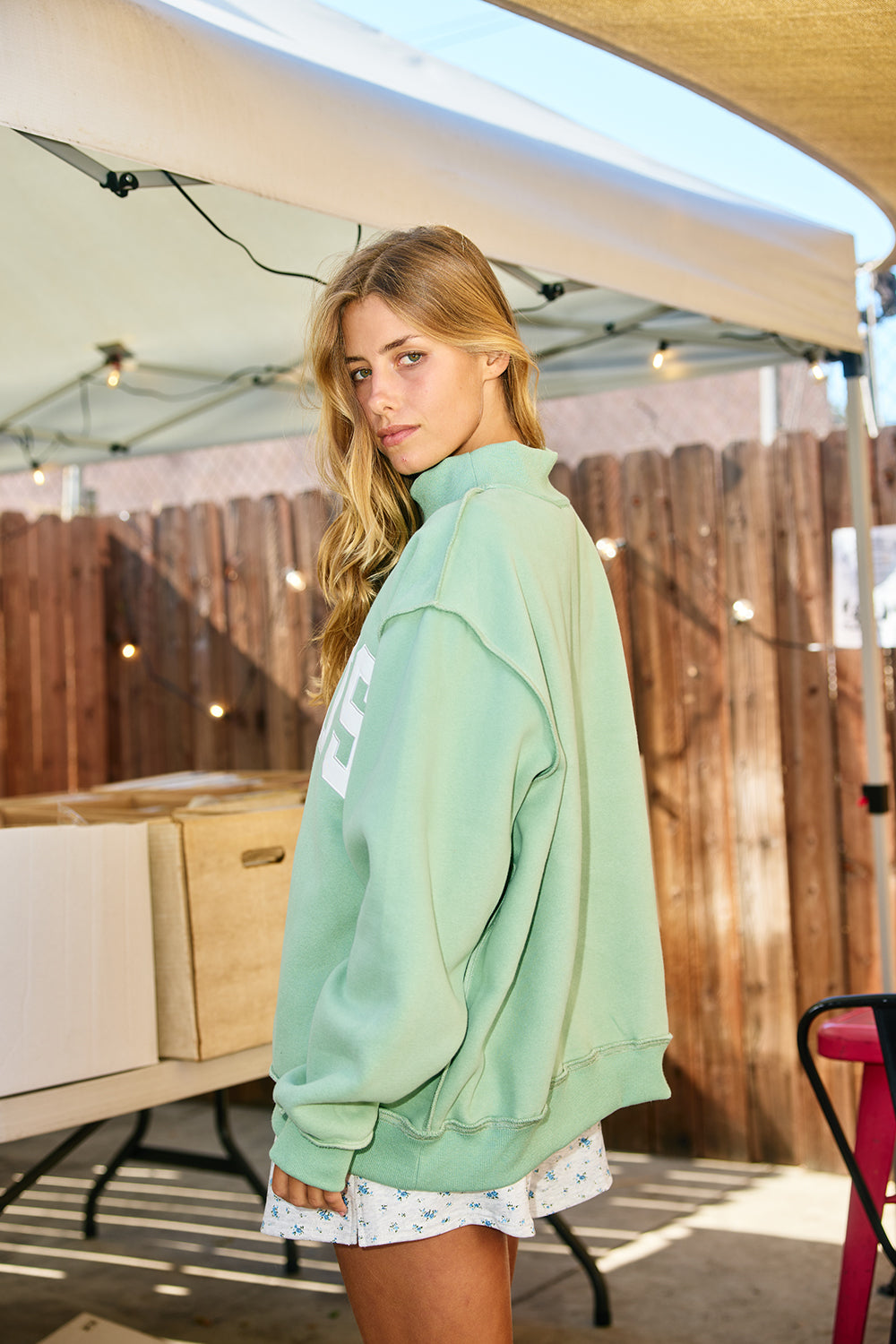 Jesus Embroidered MockNeck: Green