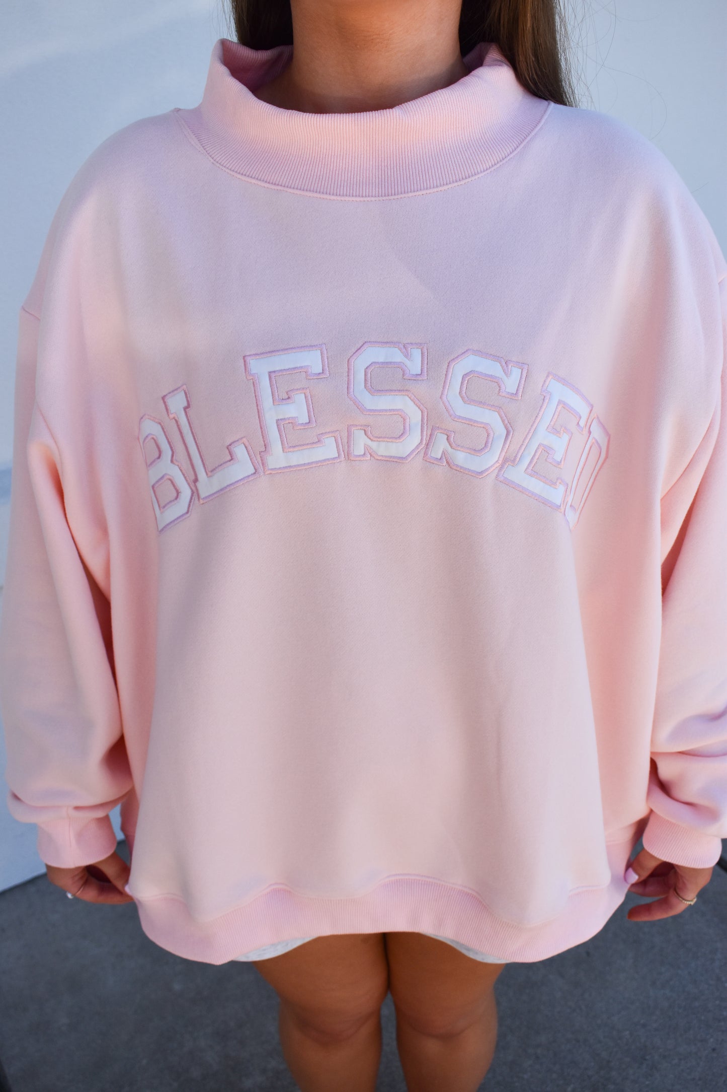 BLESSED Embroidered Mockneck