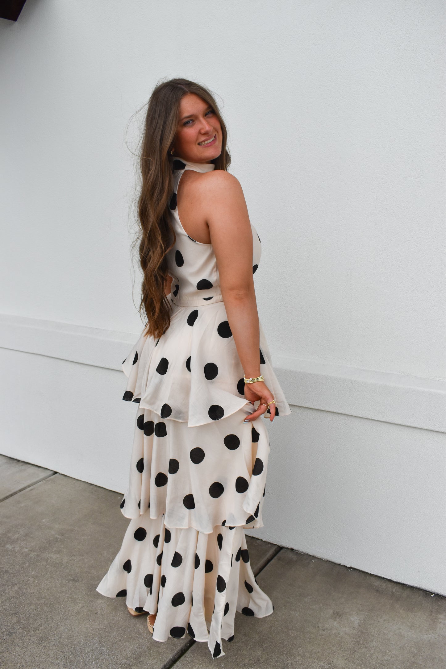 Polka Dot Halter Top and Maxi Skirt Set