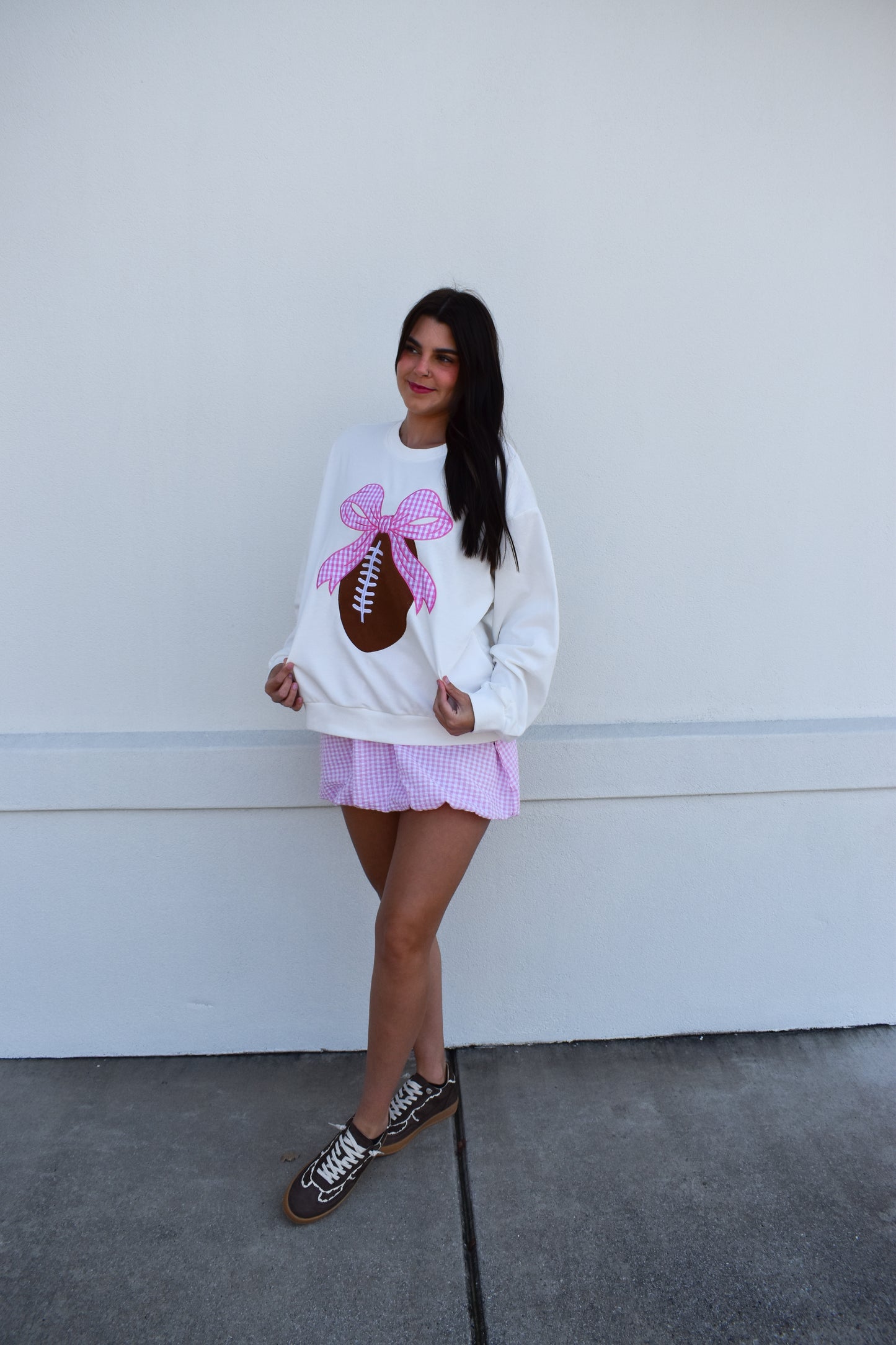 Ribbon Bow Football Sweatshirt