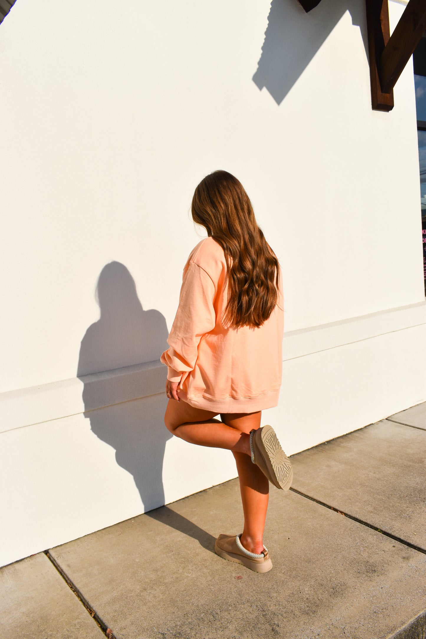 Varsity Sunkissed Embroidered Mockneck: Papaya Orange