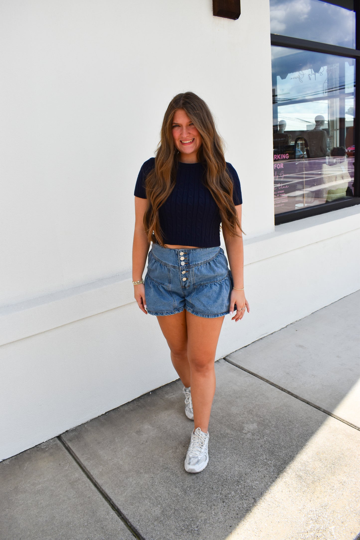 Short Sleeve Cable Sweater Top