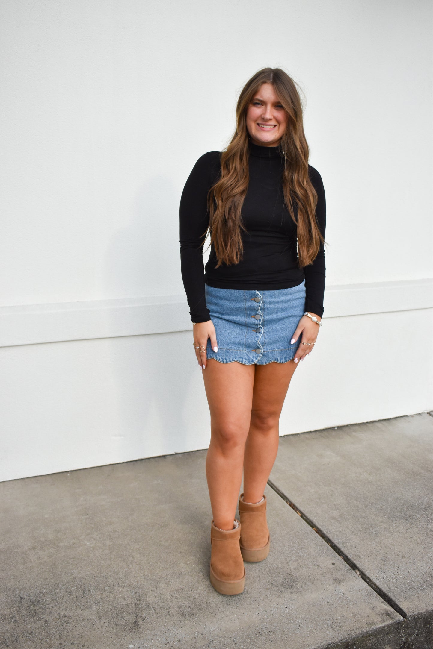 Basic Long Sleeve Turtle Neck: Black
