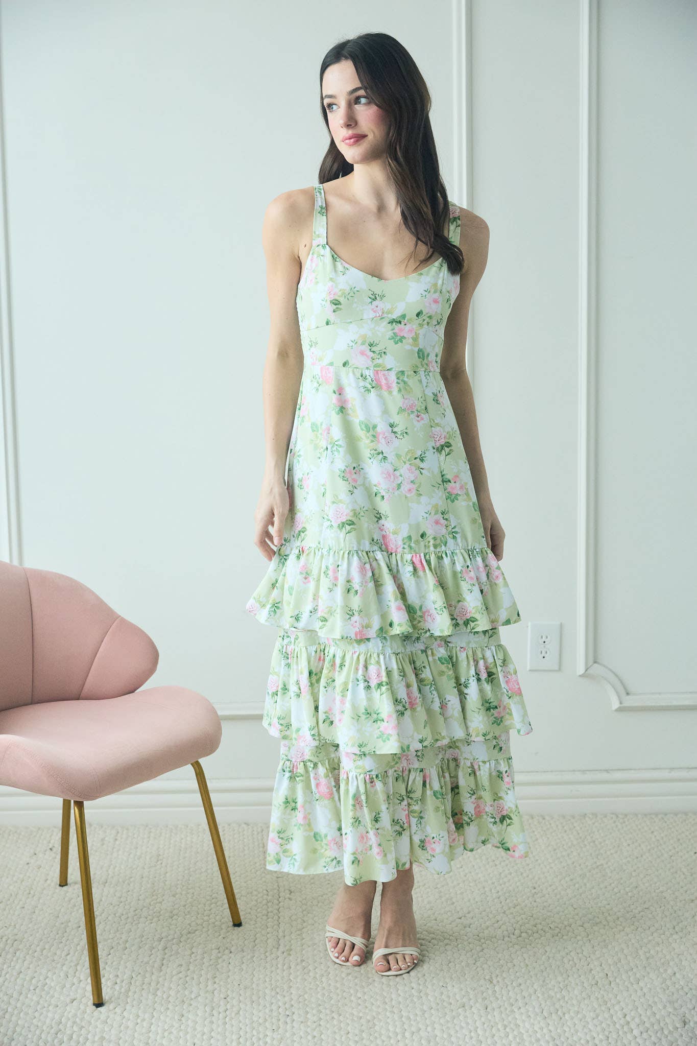 Lily Pad Ruffle Midi Dress