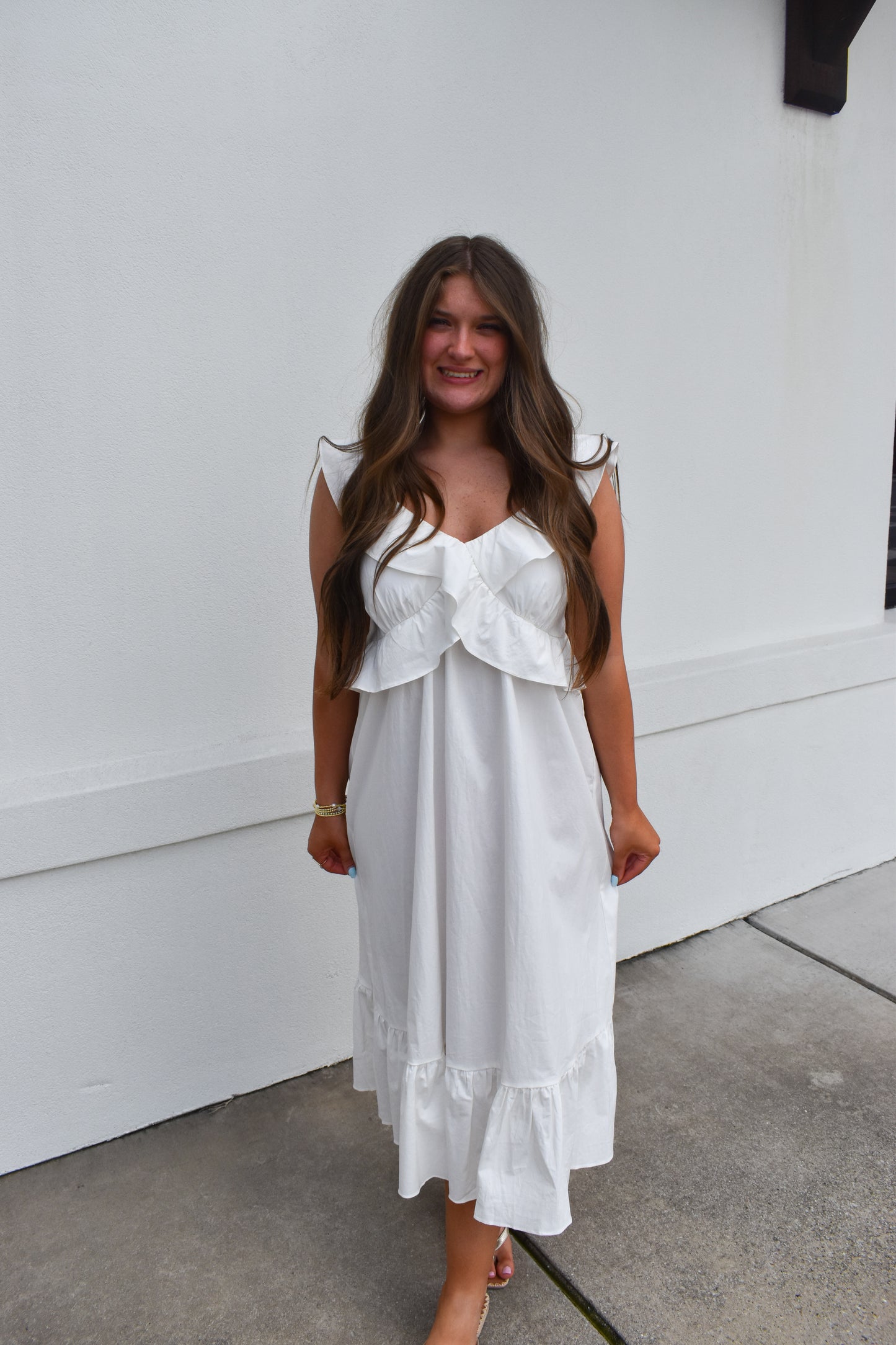 Flutter Sweetheart Ruffled Midi Dress