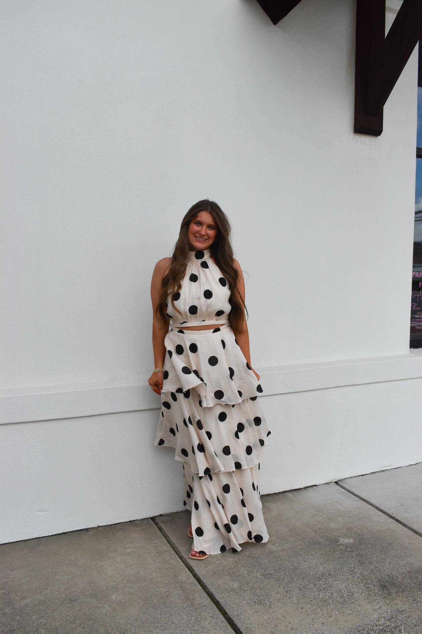 Polka Dot Halter Top and Maxi Skirt Set