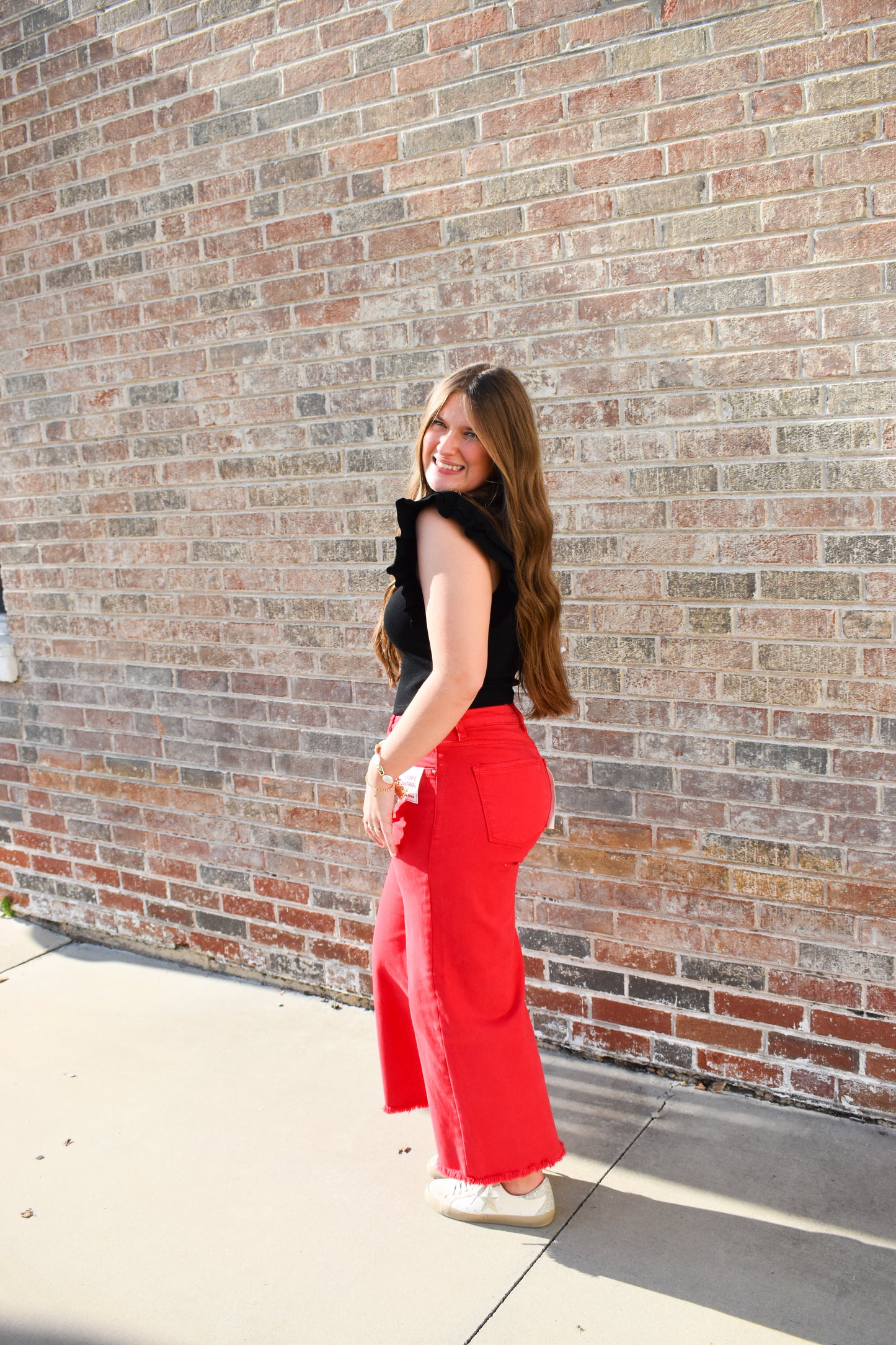 Staple Red High Rise Crop Pants
