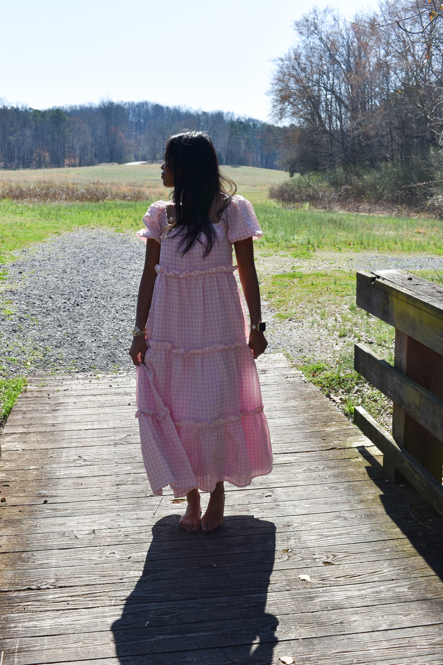 Lavender Gingham Maxi Dress