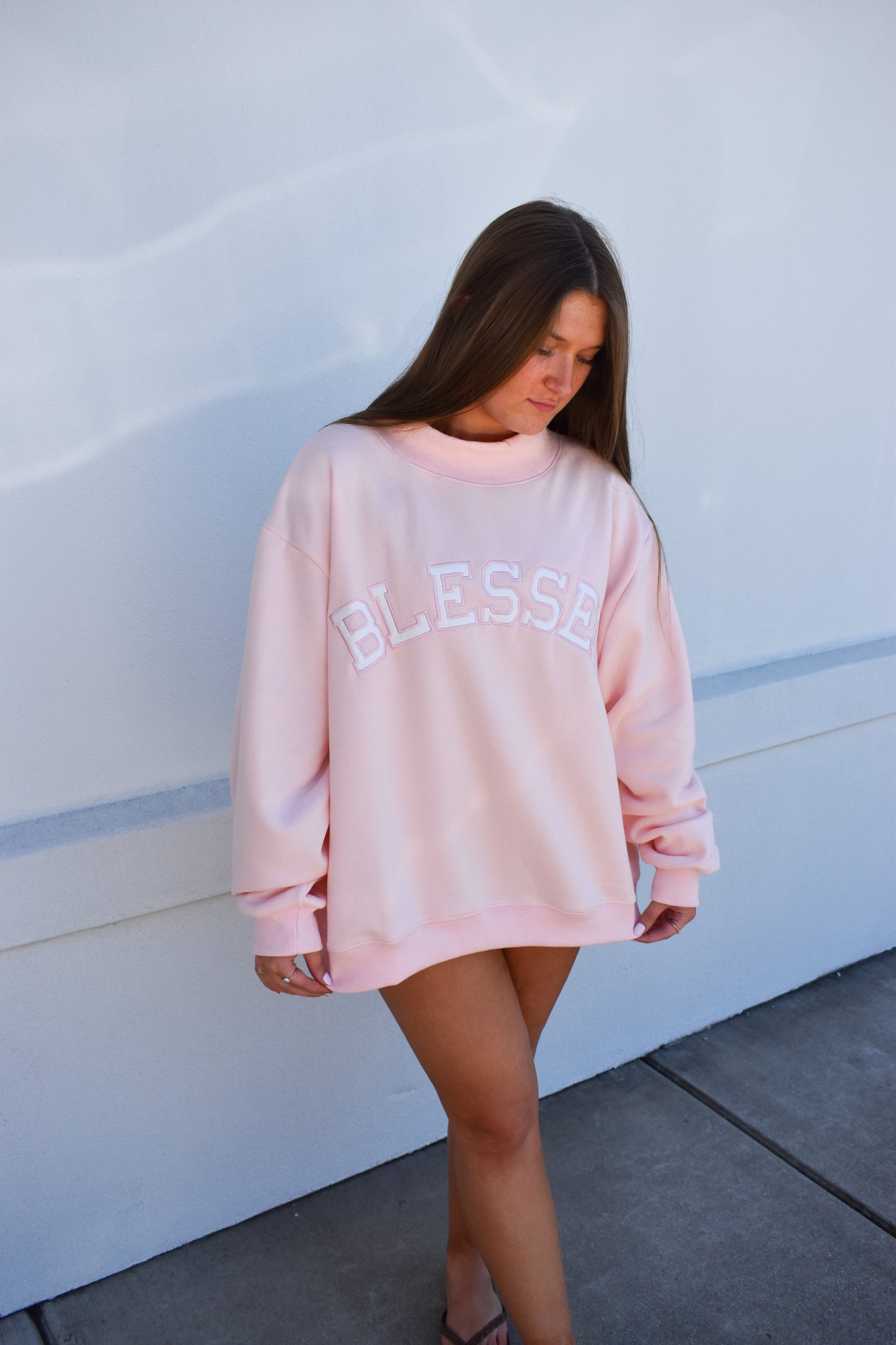 BLESSED Embroidered Mockneck