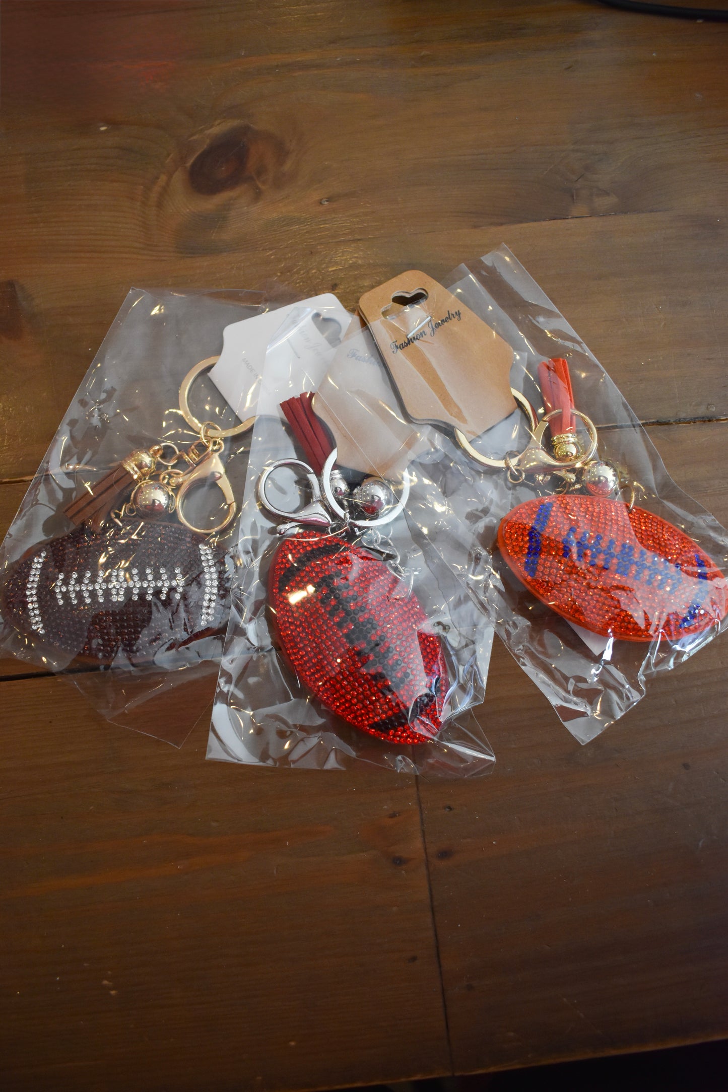 Football Crystal Bling Keychains