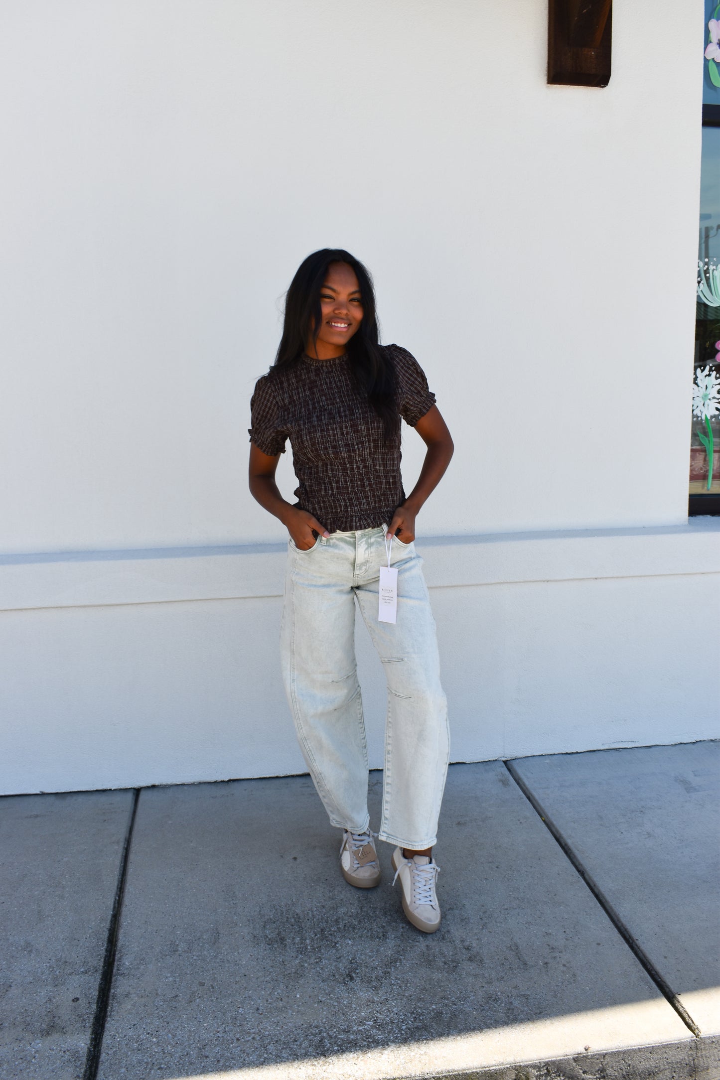 Risen Slouchy Ankle Barrel Pants: Light Wash