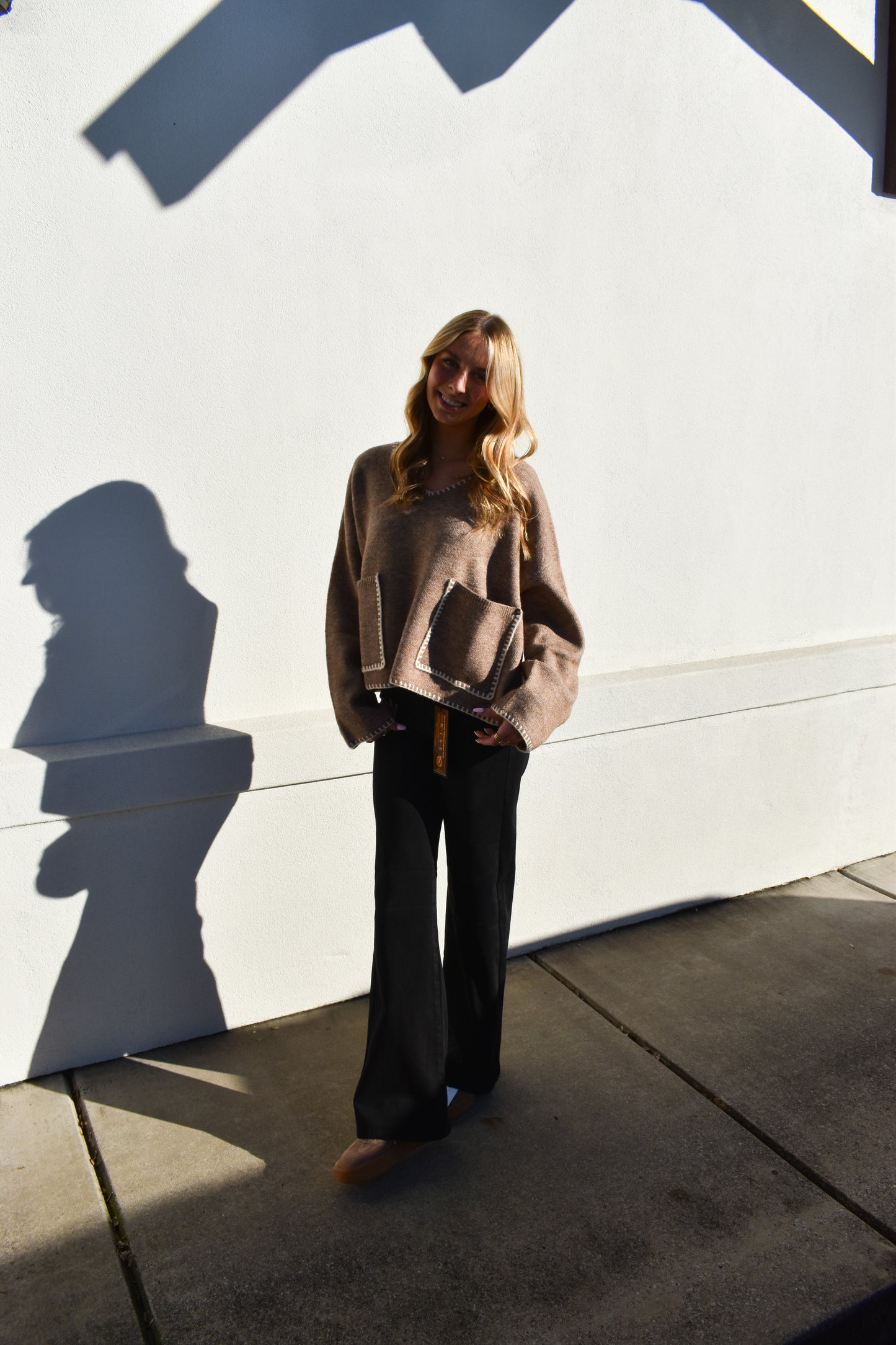 Stitch Detail V Neck Sweater