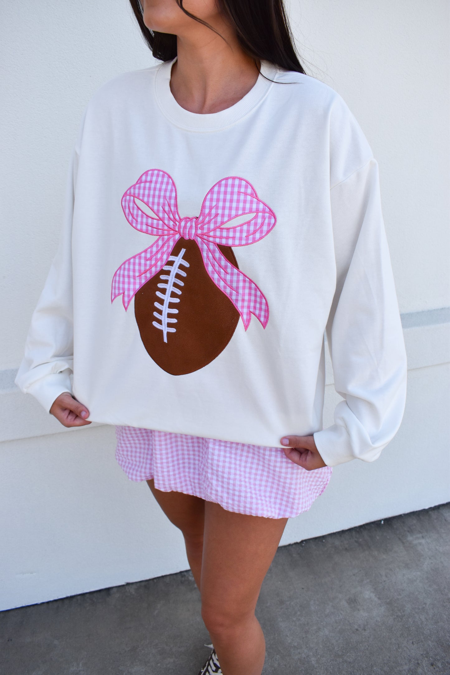 Ribbon Bow Football Sweatshirt