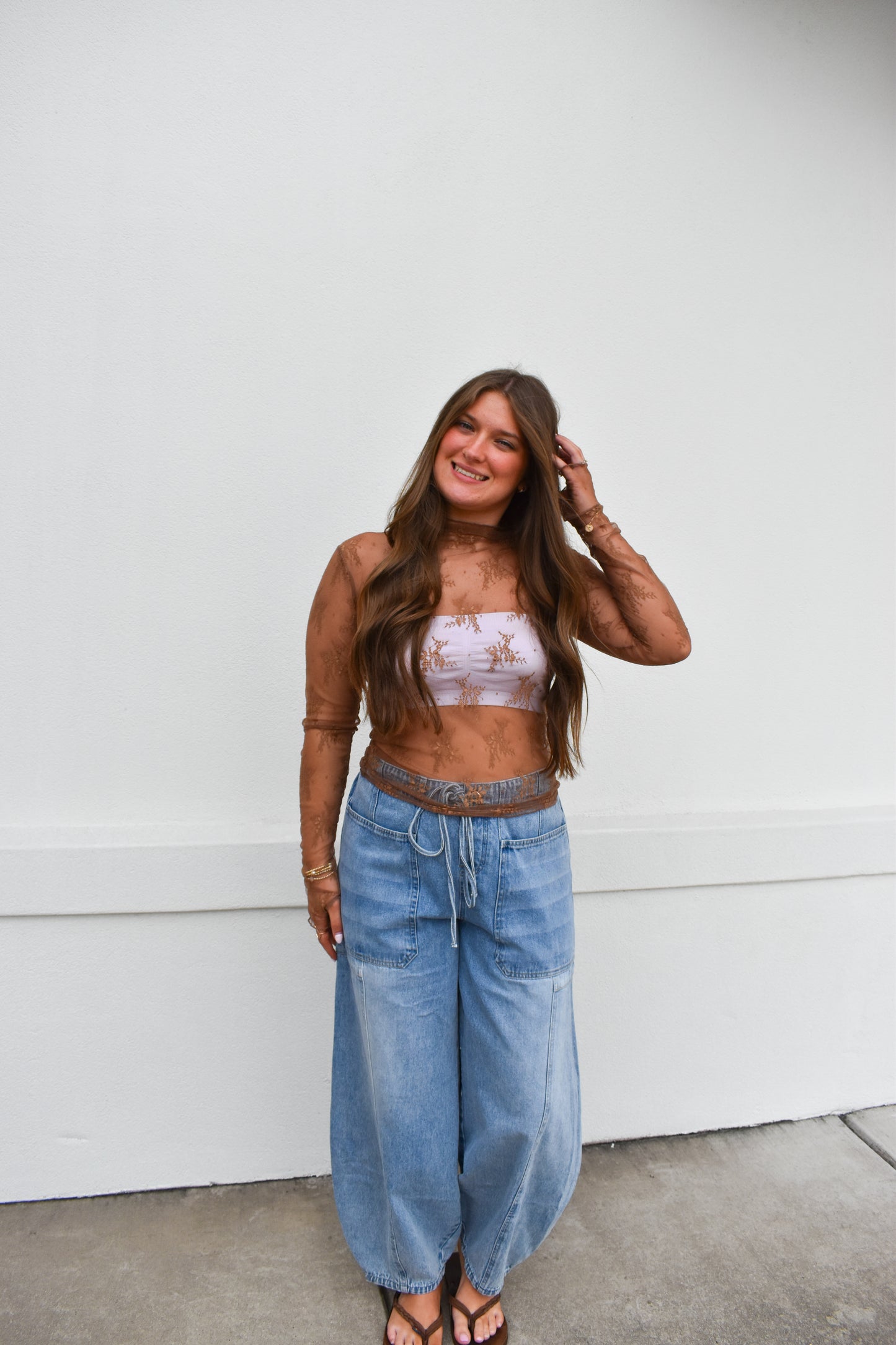 Floral Lace Mesh Layering Top