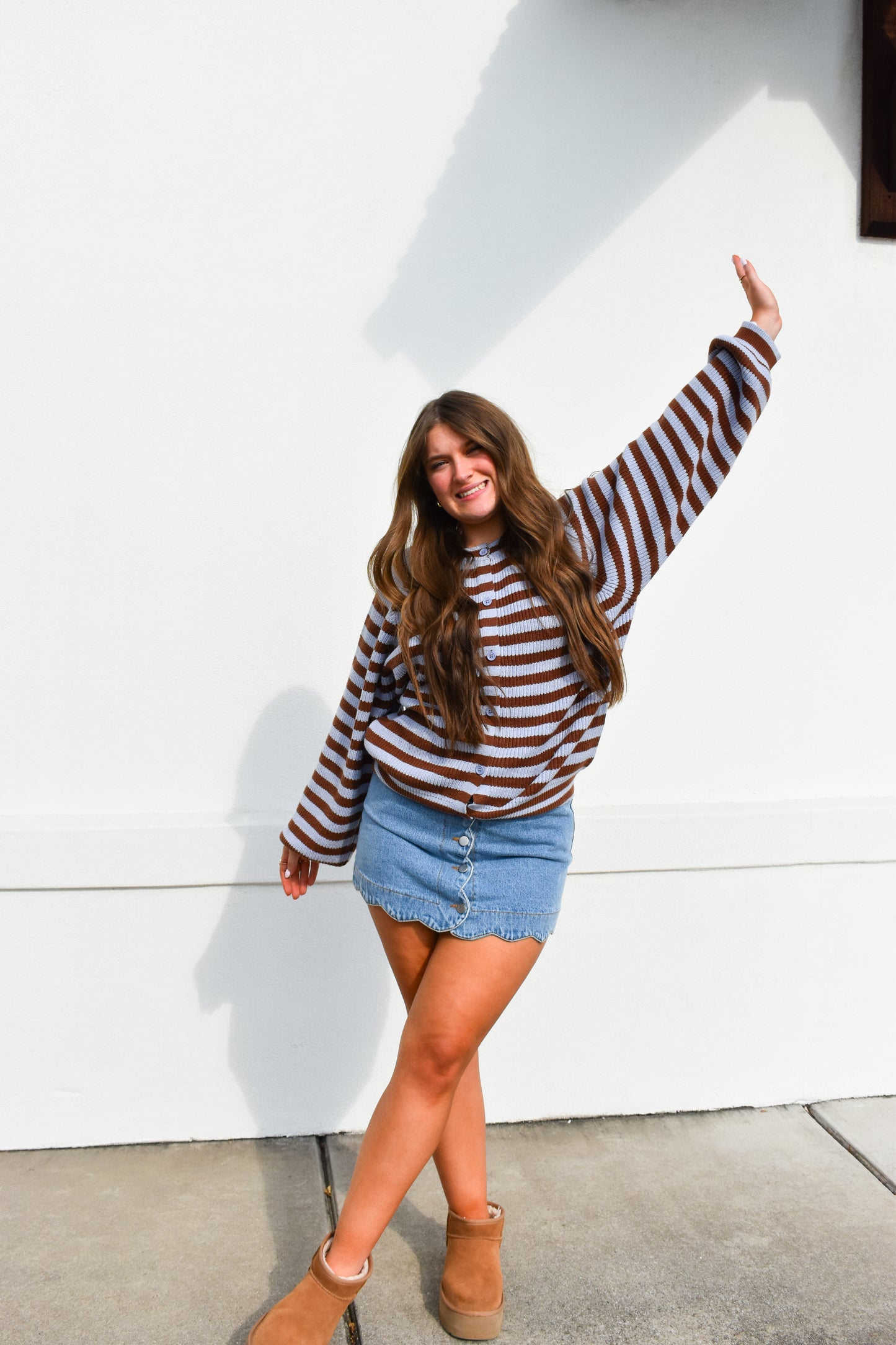 Brown/Blue Striped Sweater Cardigan