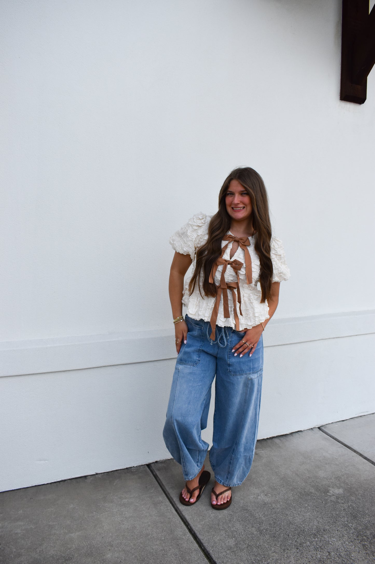 Bubble Babydoll Blouse w/ Bows