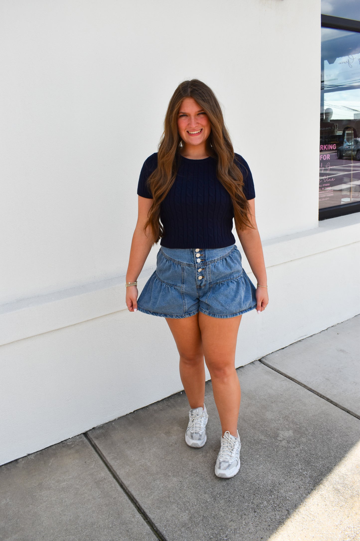 Short Sleeve Cable Sweater Top