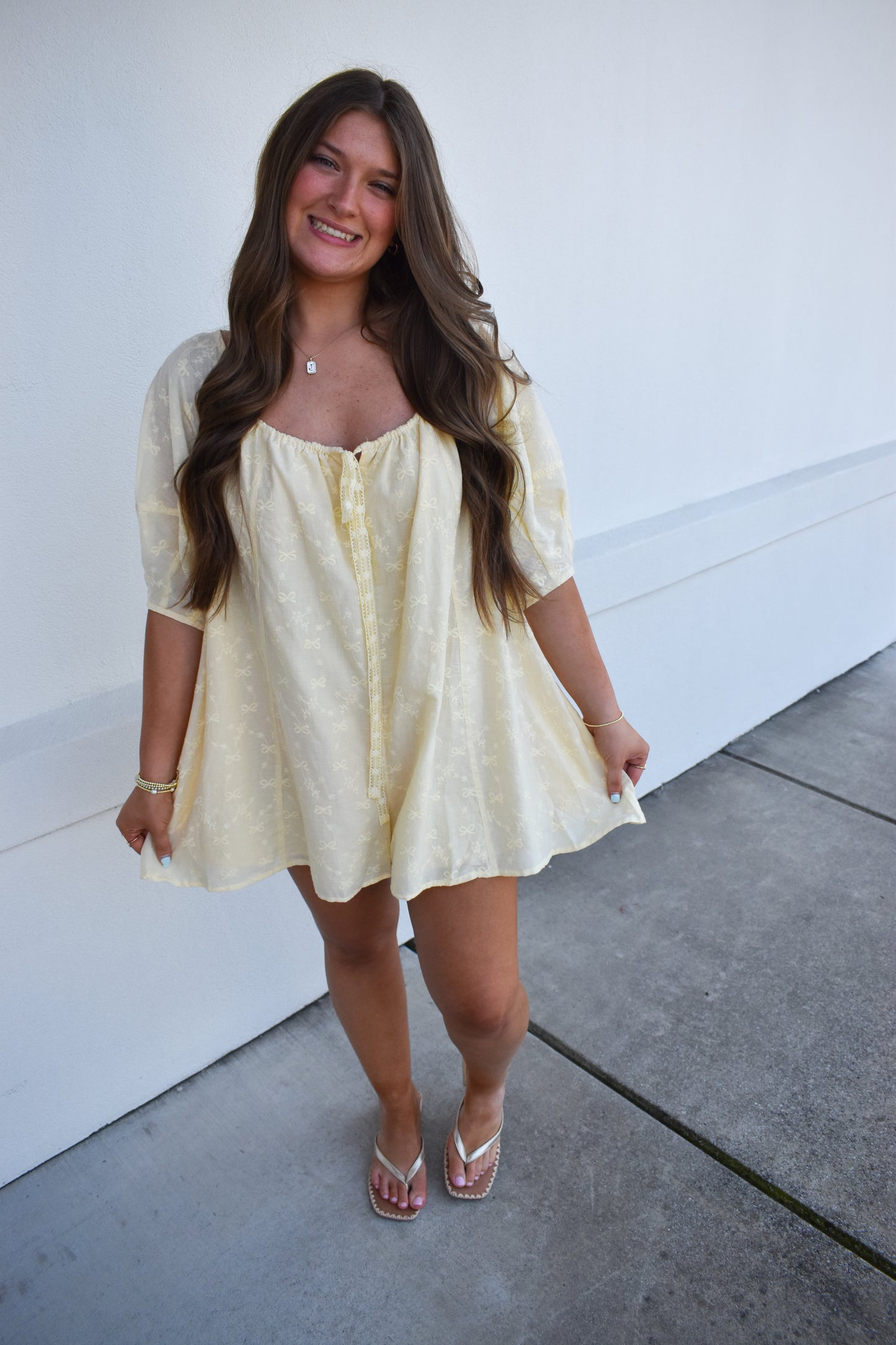 Olivia Bow Eyelet Romper