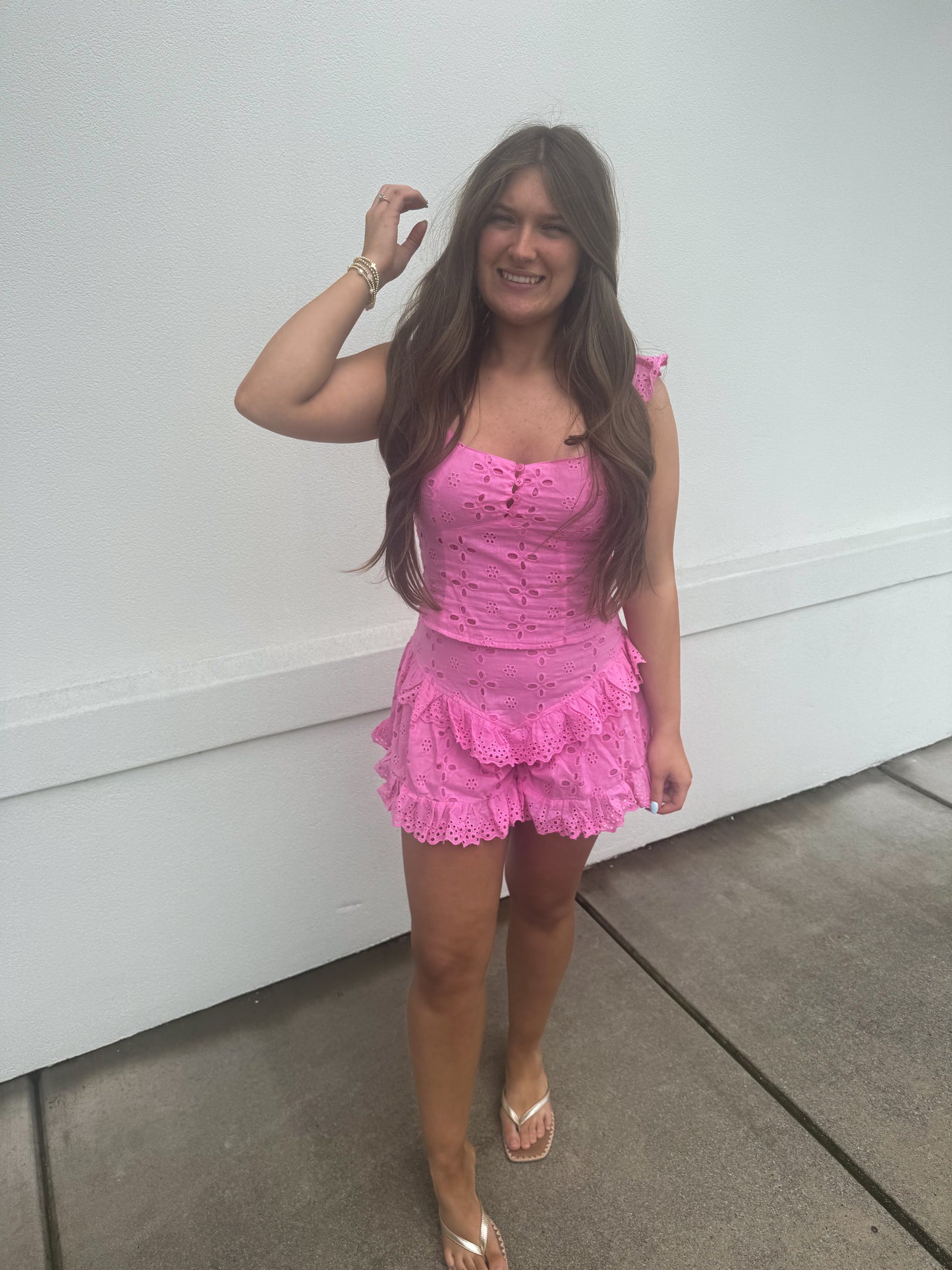 Lizzie Ruffle Eyelet Shorts