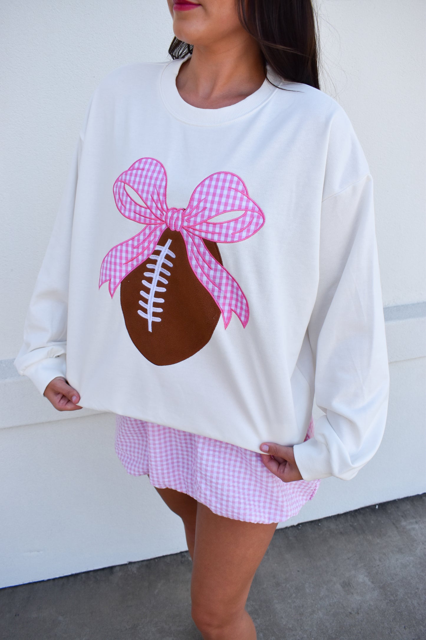 Ribbon Bow Football Sweatshirt