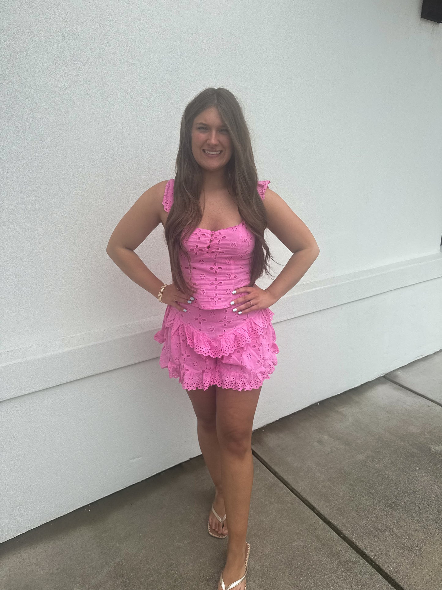 Lizzie Ruffle Eyelet Shorts