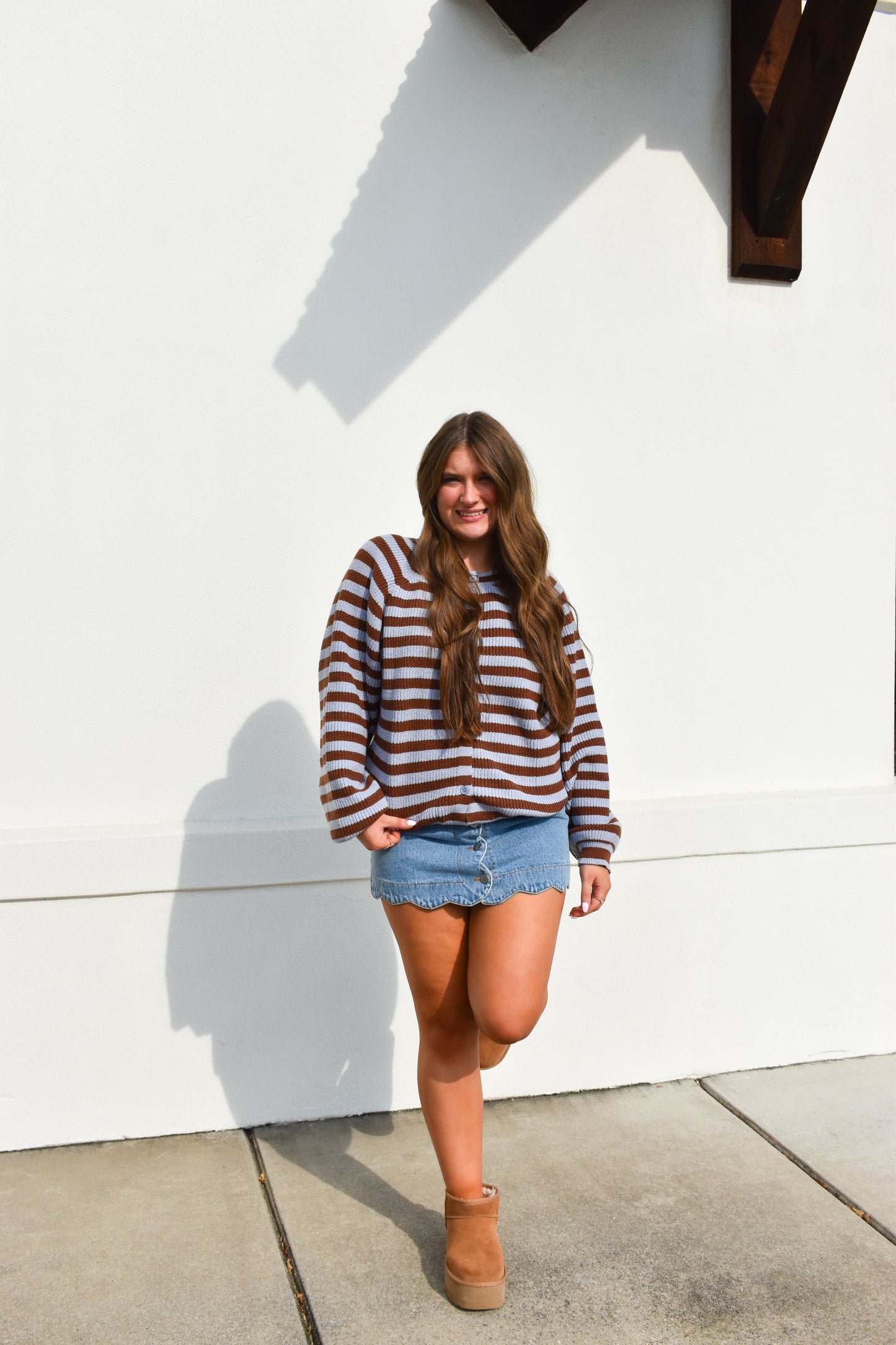 Brown/Blue Striped Sweater Cardigan