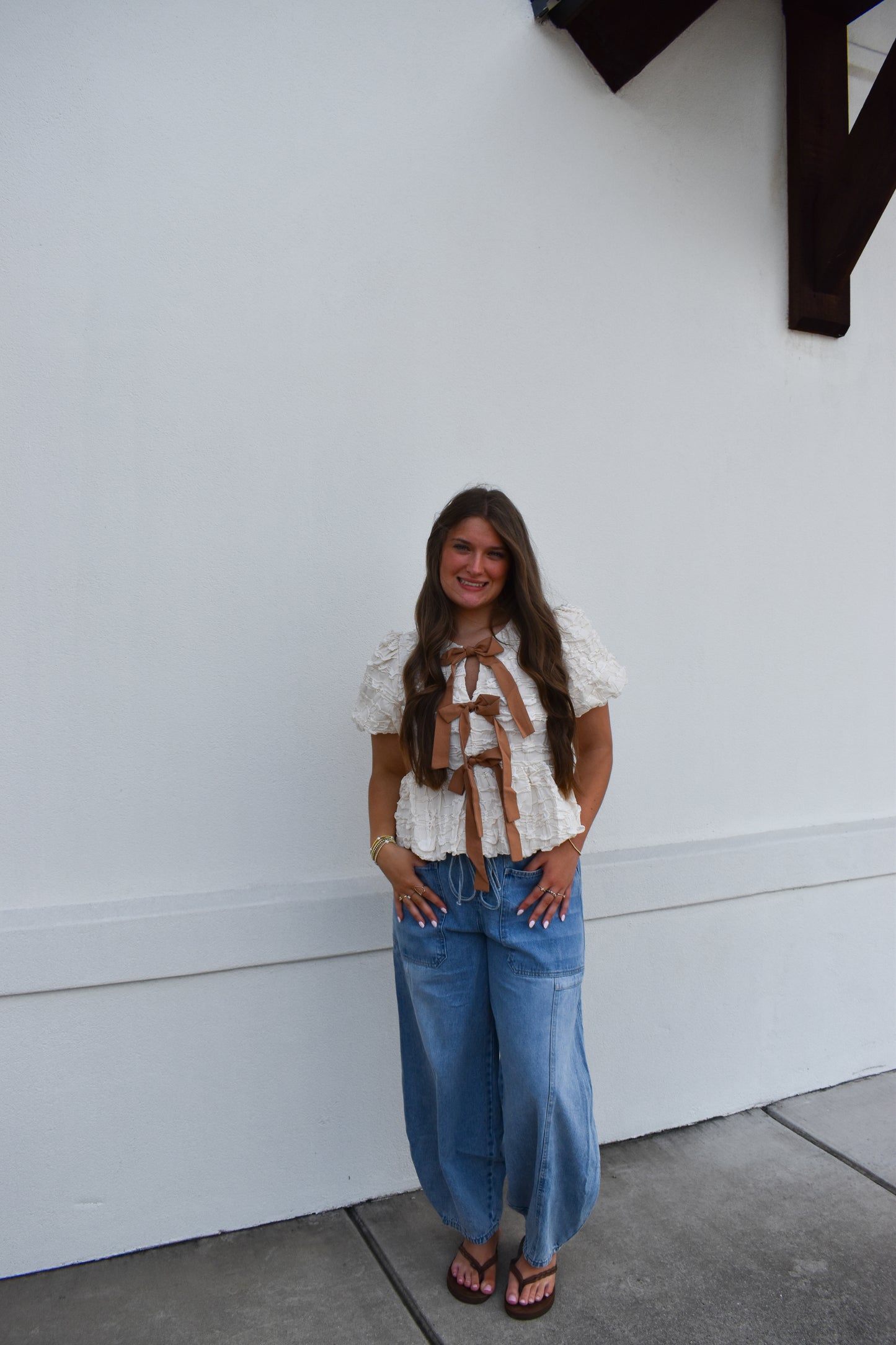 Bubble Babydoll Blouse w/ Bows