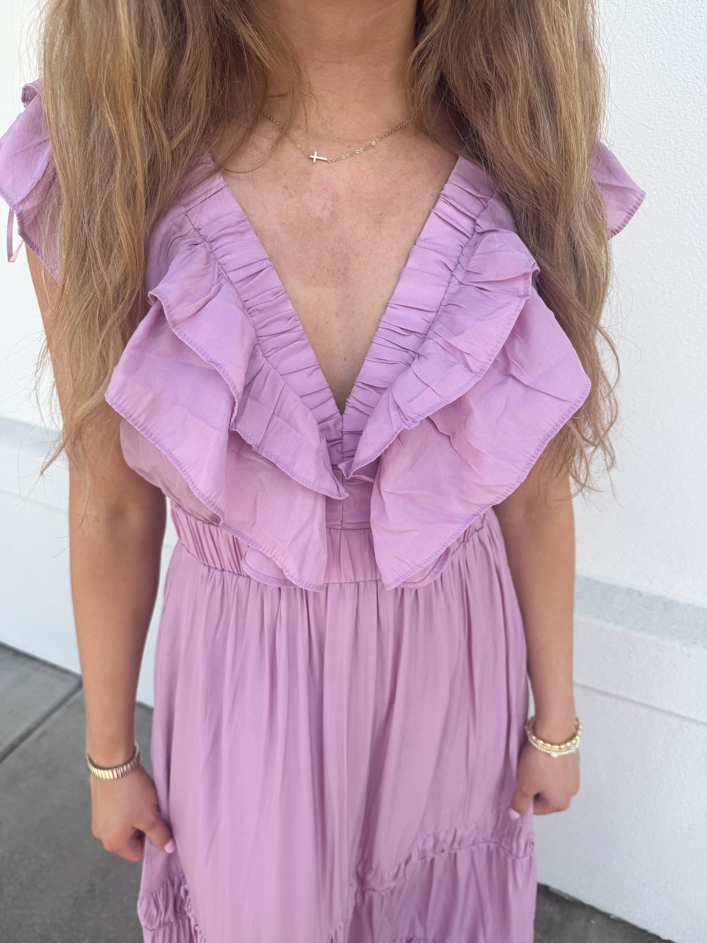 Lilac Ruffle Tiered Dress