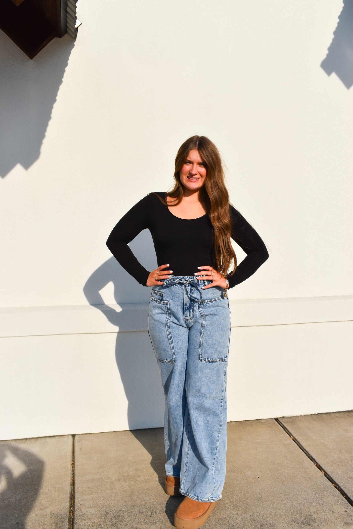 Basic Long Sleeve Scoop Neck: Black