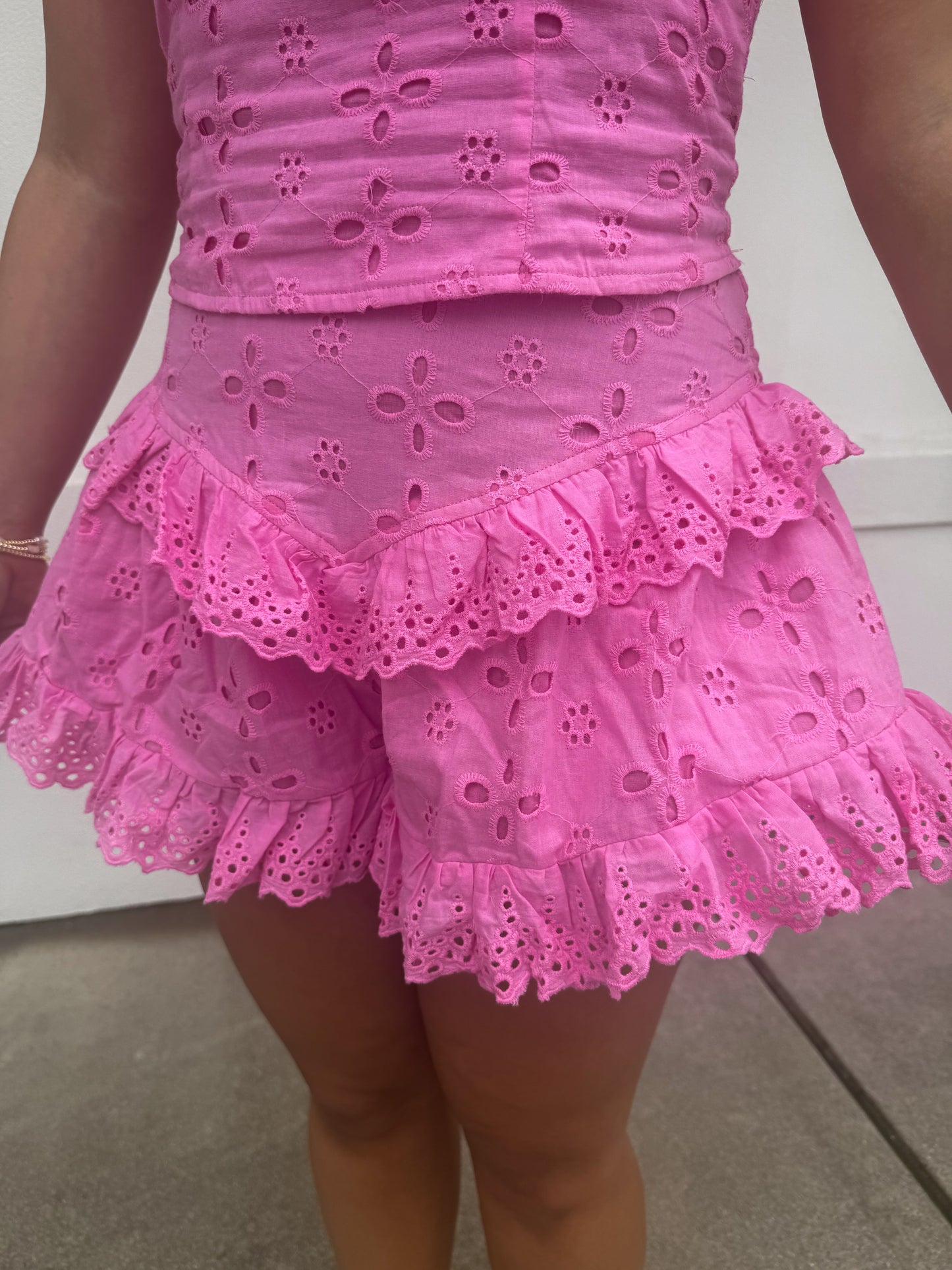 Lizzie Ruffle Eyelet Shorts