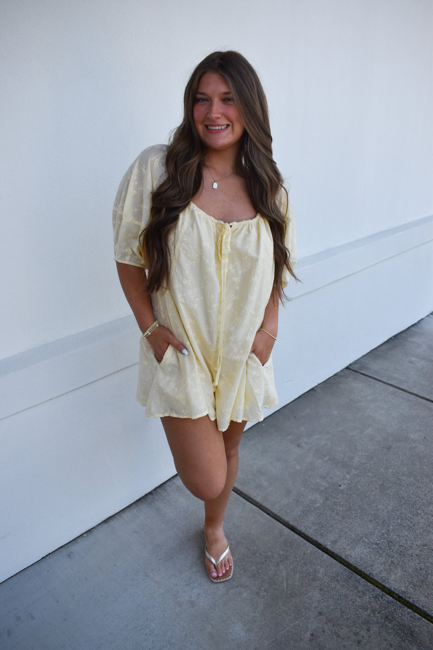 Olivia Bow Eyelet Romper