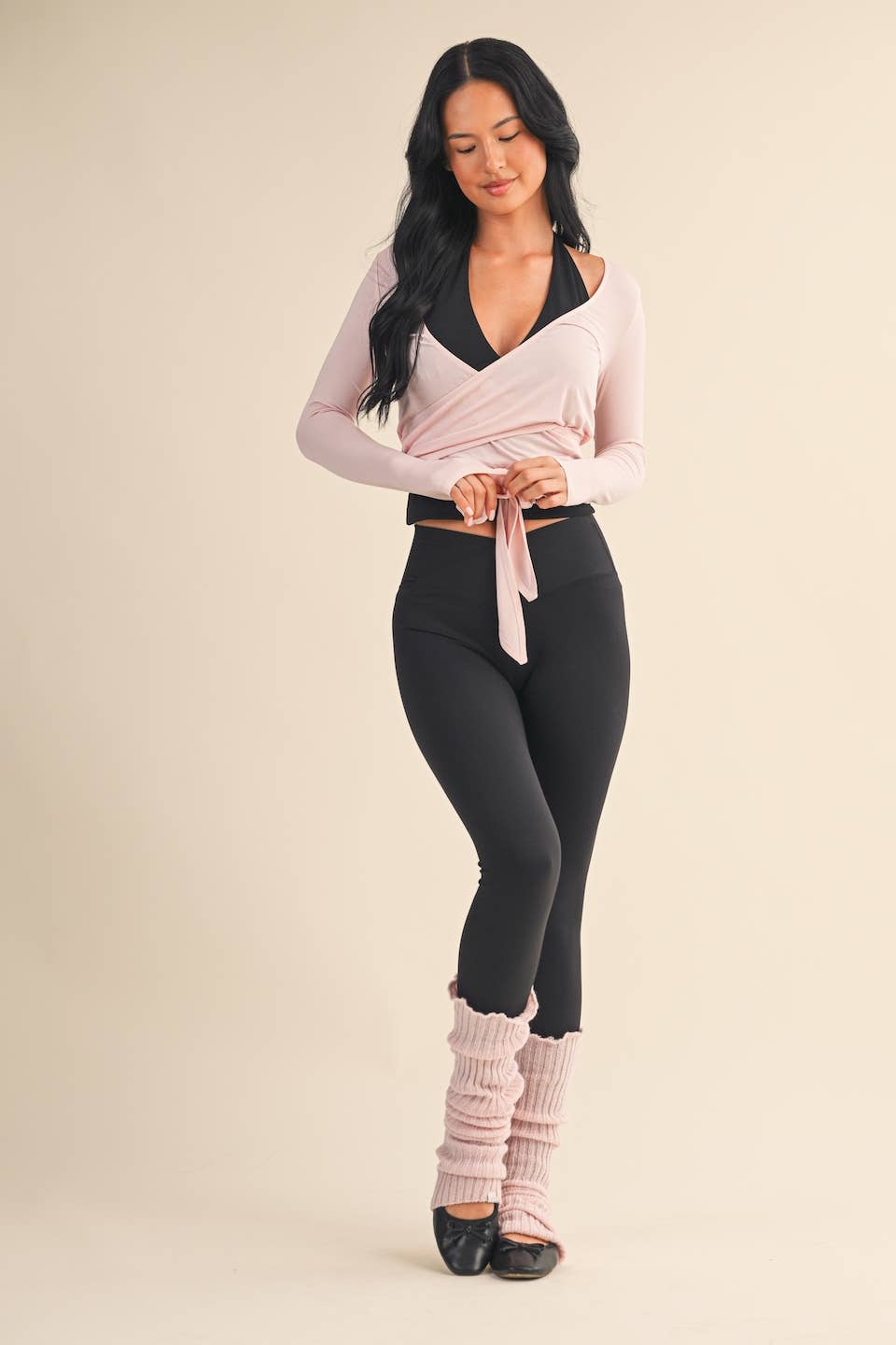 Long Sleeve V Neck Wrap Top