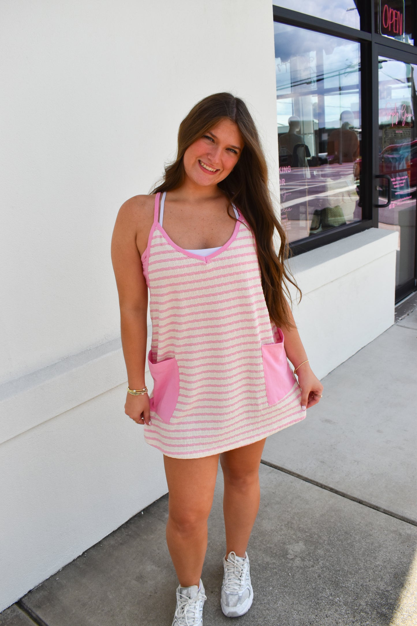 Sally Stripe Dress w/ Built in Romper Lining