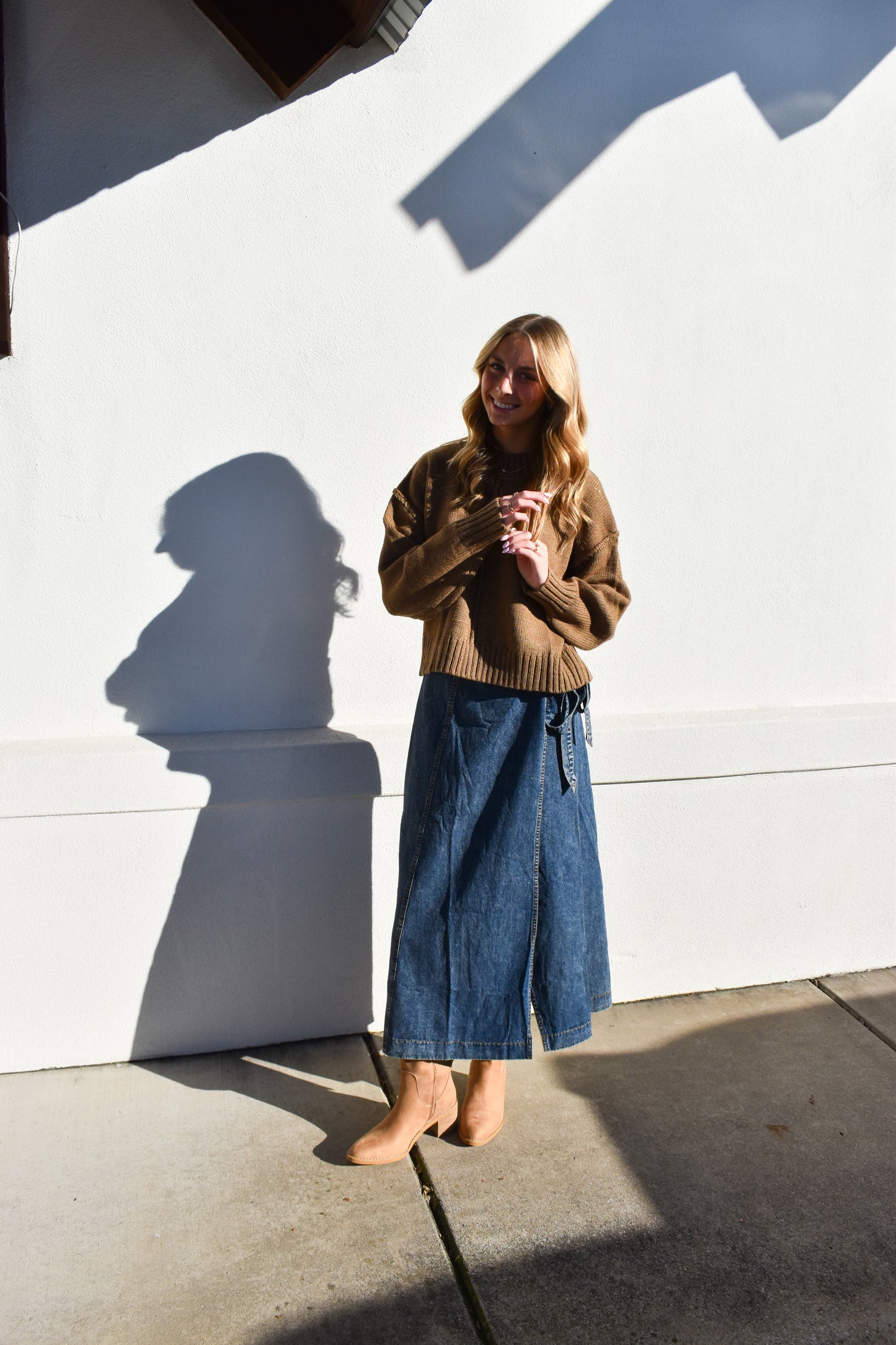 Denim Maxi Wrap Skirt