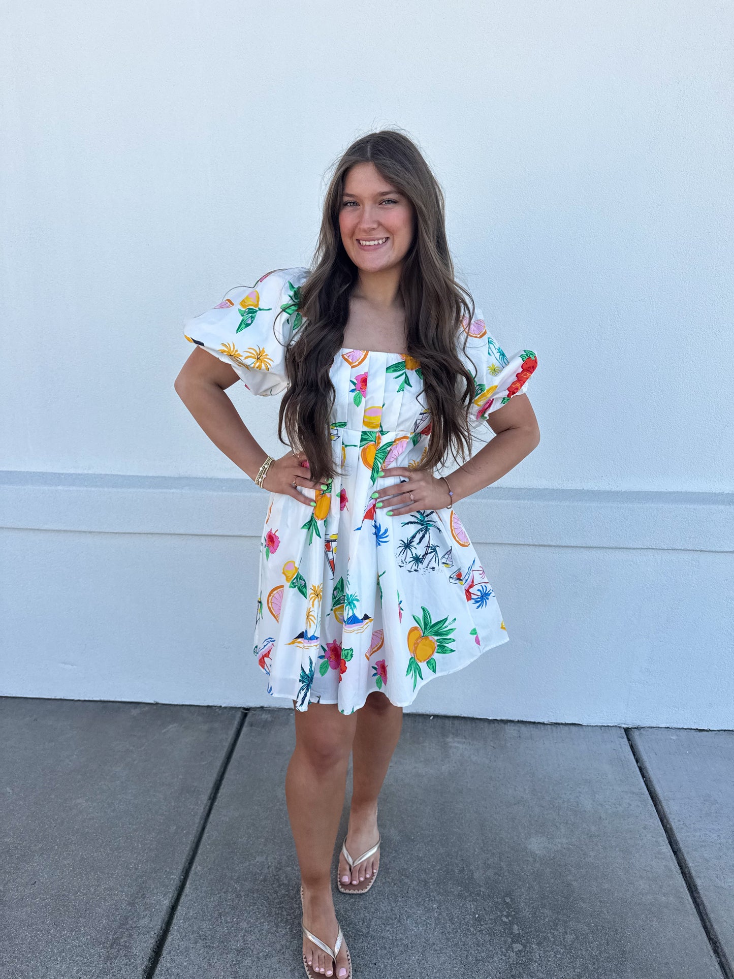 Bubble Sleeve With Pleats Mini Dress