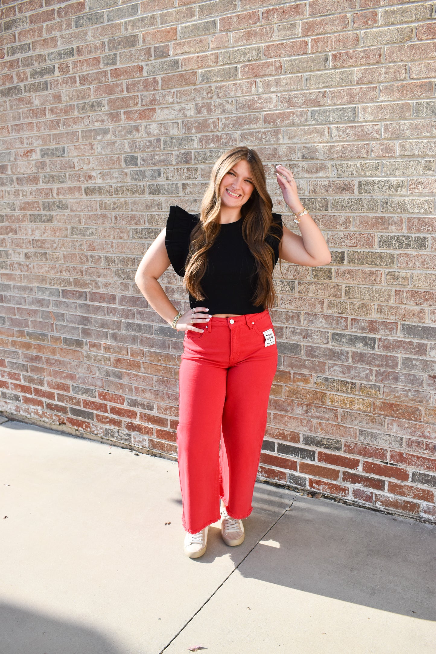 Staple Red High Rise Crop Pants