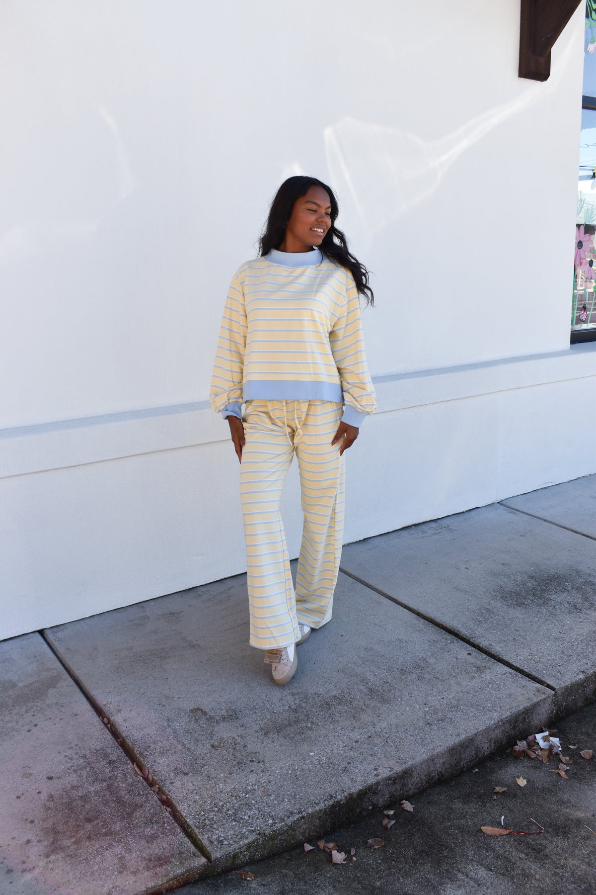 Striped Pants: Baby Blue/Lemon