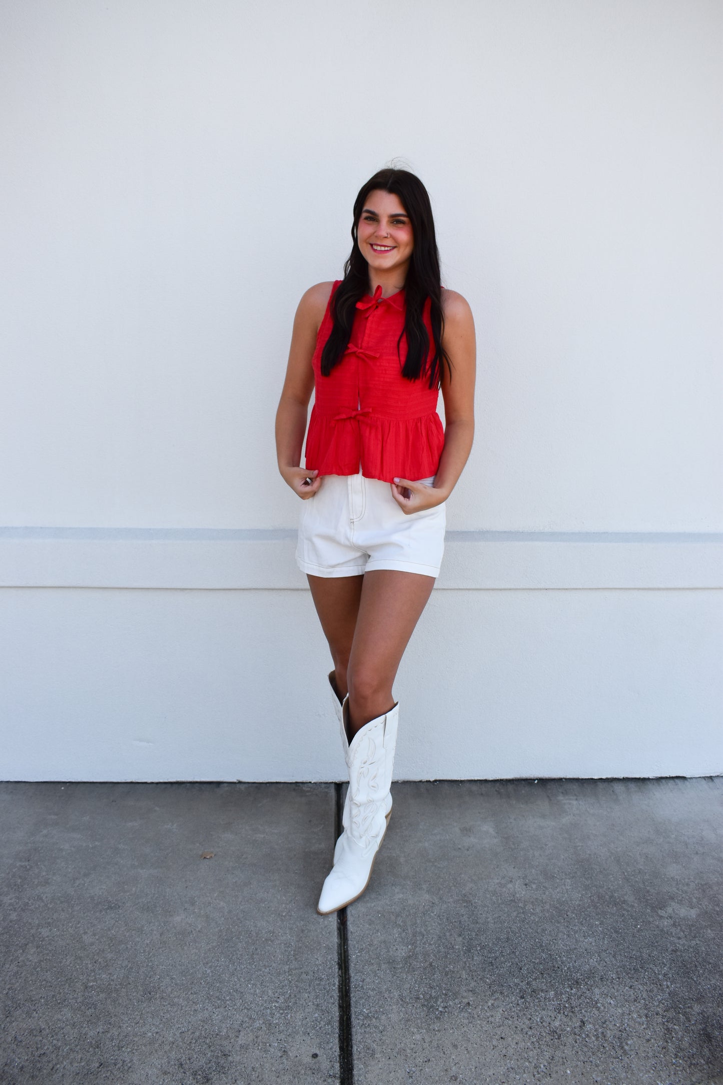 River Sleeveless Bow Top