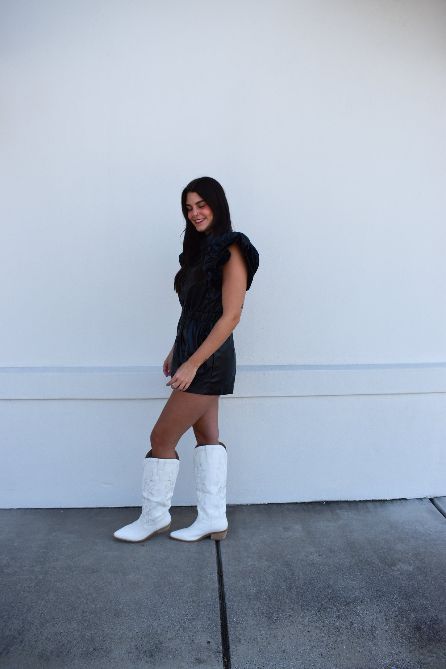 Liza Button Down Ruffle Romper