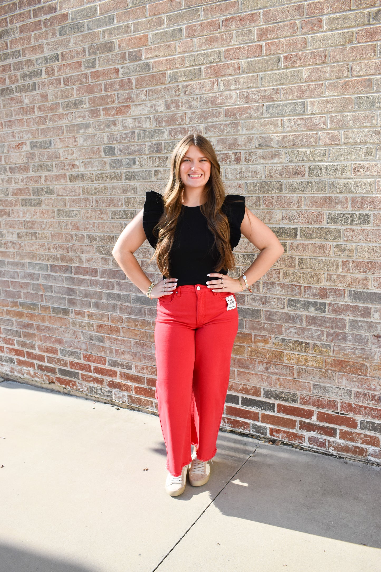 Ribbed Crop Top W/ Ruffle Detail